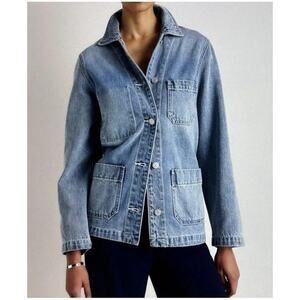Quince Women’s 100% organic cotton Denim Chore jacket Jean Indigo Small